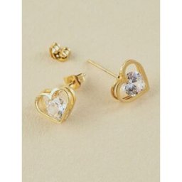 stand-prive.com Boucles d'oreilles puces coeurs ornées de zircons - Or or T.U female