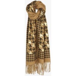 stand-prive.com Echarpe à imprimé pied de poule irisé et bords à franges - Camel camel T.U female