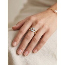 stand-prive.com Bague ajustable style maillons marin - Or/bleu or-bleu T.U female