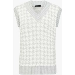 stand-prive.com Pull sans manches à col V et imprimé pied de poule - Gris clair gris-clair 36/38 female