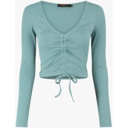 stand-prive.com Crop top côtelé avec liens de serrage - Menthe menthe 36/38 female