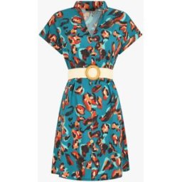 stand-prive.com Robe courte boutonnée imprimé léopard stylisé - Bleu canard bleu-canard 36 female
