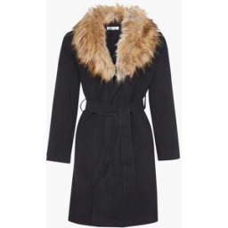 stand-prive.com Manteau ceinturé col fourrure - Noir noir 36 female