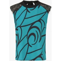 stand-prive.com Top imprimé abstrait à manches courtes en dentelle - Turquoise turquoise 36 female