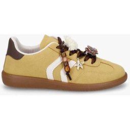 stand-prive.com Sneakers à empiècement fleurs et perles en bois - Jaune moutarde jaune-moutarde 36 female