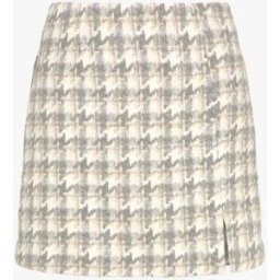 stand-prive.com Mini-jupe fendue en feutrine imprimé pied de poule - Gris clair gris-clair 38/40 female