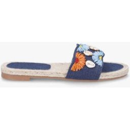 stand-prive.com Mules plates perles et coquillages - Bleu foncé bleu-fonce 36 female