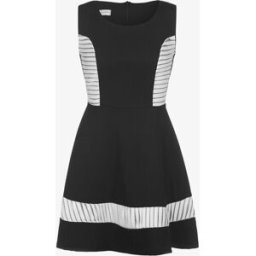 stand-prive.com Robe patineuse côtes à lamelles blanche - noir noir 36 female