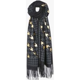 stand-prive.com Echarpe à imprimé pied de poule irisé et bords à franges - Noir noir T.U female