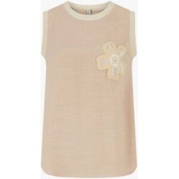 stand-prive.com Top droit sans manches à fleur brodée - Sable sable T.U female