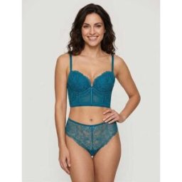 stand-prive.com Ensemble lingerie style corset à dentelle fleurie - Bleu canard bleu-canard 85B/36 female
