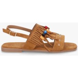 stand-prive.com Sandales en suédine à franges et perles de bois - Camel camel 36 female