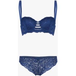 stand-prive.com Ensemble bustier en dentelle festonnée et lanières - marine marine 100C/42 female