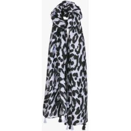 stand-prive.com Foulard à imprimé léopard et bords à pompons - Gris clair gris-clair T.U female