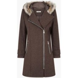 stand-prive.com Manteau long à zip asymétrique avec fourrure sur la capuche - Chocolat chocolat 36 female