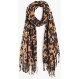 stand-prive.com Foulard épais imprimé léopard et cœurs nacrés - Camel camel T.U female