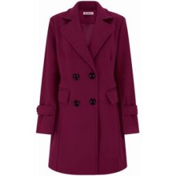 stand-prive.com Manteau long croisé uni à col cranté et fermeture boutonnée - Cerise cerise 36 female