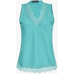 stand-prive.com Top satiné uni et dentelle - Turquoise turquoise 36/38 female