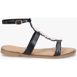 stand-prive.com Nu-pieds effet croco et bijoux - Noir noir 36 female