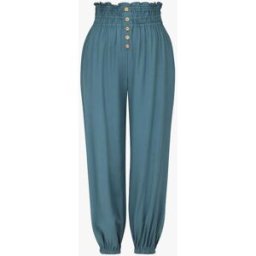 stand-prive.com Pantalon uni à bords élastiqués et boutons décoratifs - Bleu canard bleu-canard 36 female