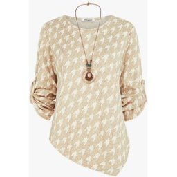 stand-prive.com Pull fin asymétrique à imprimé pied de poule - Beige beige 36 female