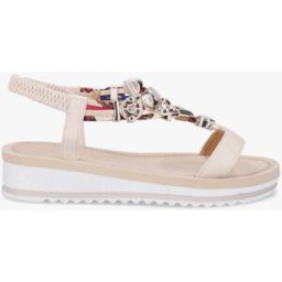 stand-prive.com Nu-pieds en simili imprimés et détail bijoux - Beige beige 36 female