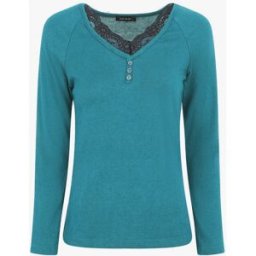 stand-prive.com Pull droit uni col V en dentelle - Bleu canard bleu-canard 36 female