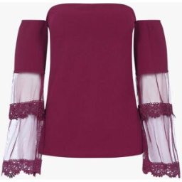 stand-prive.com Top à manches trompette en voile - Lie de vin lie-de-vin 36 female