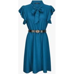 stand-prive.com Robe à col lavallière et mancherons volantés - Bleu canard bleu-canard 36 female