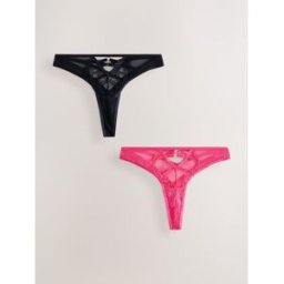 Next Lot de 2 strings à bretelles en dentelle Rose FR 46 (EU 44)