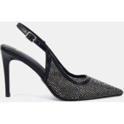 Novo Novo Black Idol Diamante Slingback Stiletto Courts Noir EU 37 (UK 4)