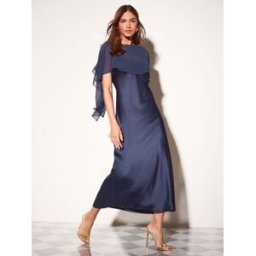 Friends Like These Robe mi-longue Friends Like These en mousseline avec cape en satin bleu FR 42 (EU 40)