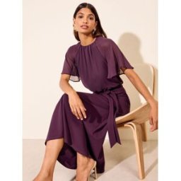 Friends Like These Robe Mi-longue à manches papillon en jersey et mousseline Friends Like These rouge FR 52 (EU 50)