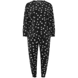 Yours Curve Yours Curve Soft Touch Star Print Pyjamas Set Noir FR 48-50 (EU 46-48)