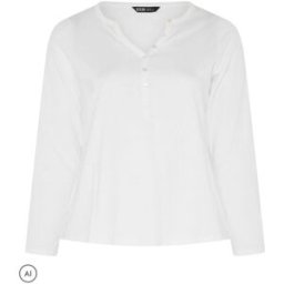Yours Curve Yours Curve Long Sleeve Henley Button T-Shirt pâle FR 50 (EU 48)