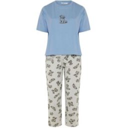 Yours Curve Yours Curve Puppy Wide Leg Pyjama Set bleu FR 56-58 (EU 54-56)
