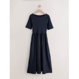 Next Robe à manches courtes en robe en denim Noir FR 44 (EU 42)