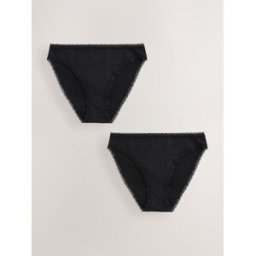 Next Culottes menstruelles en coton à flux moyen 2 Paquet Noir FR 40 (EU 38)