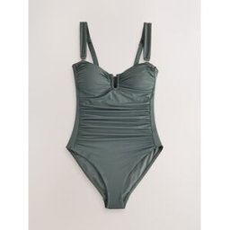 Next Maillot de bain Bandeau Tummy Control rassemblé à bordures en U vert FR 48 (EU 46)