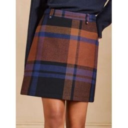 Love & Roses Love & Roses Tailored Check Tab Detail Mini Skirt Brun FR 40 (EU 38)