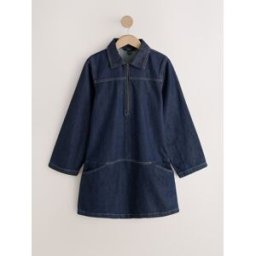 Next Zip Front Long Sleeve Denim Mini Dress bleu FR 42 (EU 40)