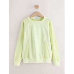 next Sweat-shirt léger à manches gaufrées et bordure en dentelle vert XS (FR 34-36)
