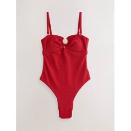 B by Ted Baker Maillot de bain bandeau texturé à paillettes gainant le ventre rouge FR 54 (EU 52)