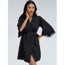 Boux Avenue Boux Avenue Amelia Satin Short Robe Noir S (FR 38-40)