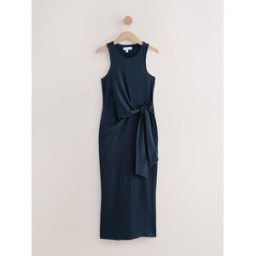 Next Robe longue en jersey texturé avec cravate à la taille bleu FR 36 (EU 34)