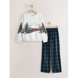 Next Pyjama en flanelle Sweat-shirt de Noël assorti pour la famille rouge FR 38 Petite (EU 36 P)
