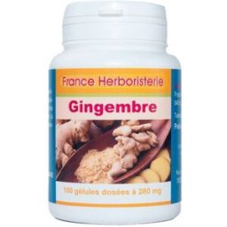 France Herboristerie GELULES GINGEMBRE rhizome - dosées à 280 mg poudre pure.
