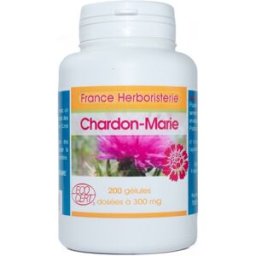 France Herboristerie GELULES CHARDON MARIE 200 gélules dosées à 300 mg.