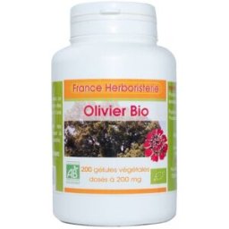 France Herboristerie 200 gélules OLIVIER BIO AB dosées à 200 mg.