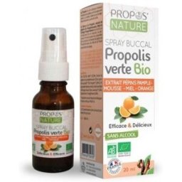 Propos' Nature Spray Buccal Propolis Verte Bio et Extrait de Pépins de Pamplemousse - Sans alcool (certifié AB) - Miel, Orange - 20ml